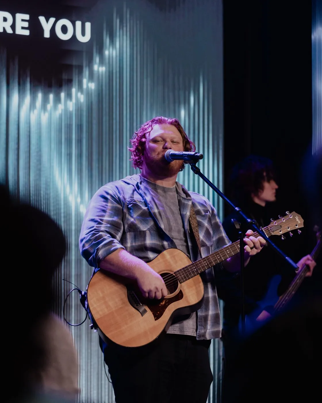 Worship band leading a service